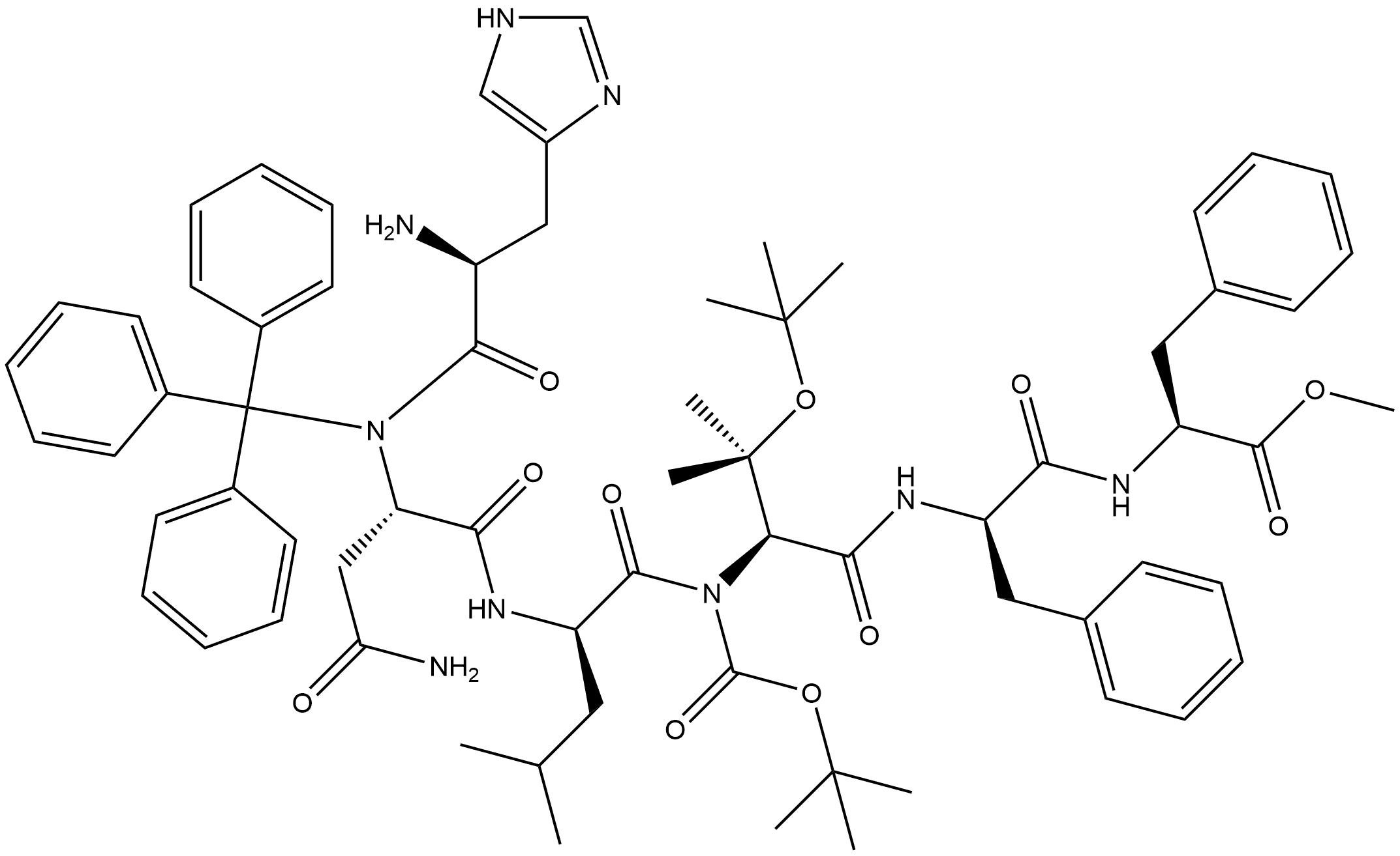 L-Phenylalanine, N-[(1,1-dimethylethoxy)carbonyl]-3-methyl-L-histidyl-N-(triphenylmethyl)-L-asparaginyl-D-leucyl-O-(1,1-dimethylethyl)-L-threonyl-D-phenylalanyl-, methyl ester Structural