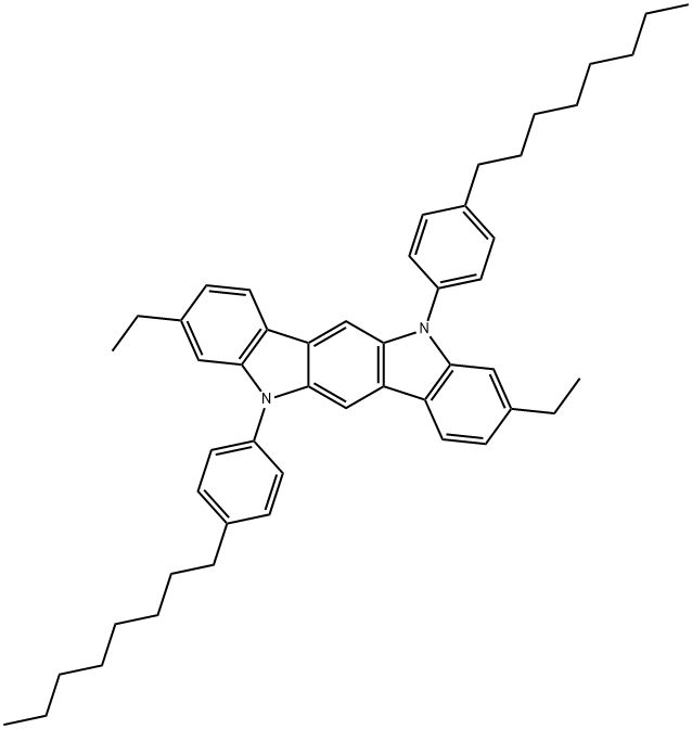 Indolo[3,2-b]carbazole, 3,9-diethyl-5,11-dihydro-5,11-bis(4-octylphenyl)- Structural