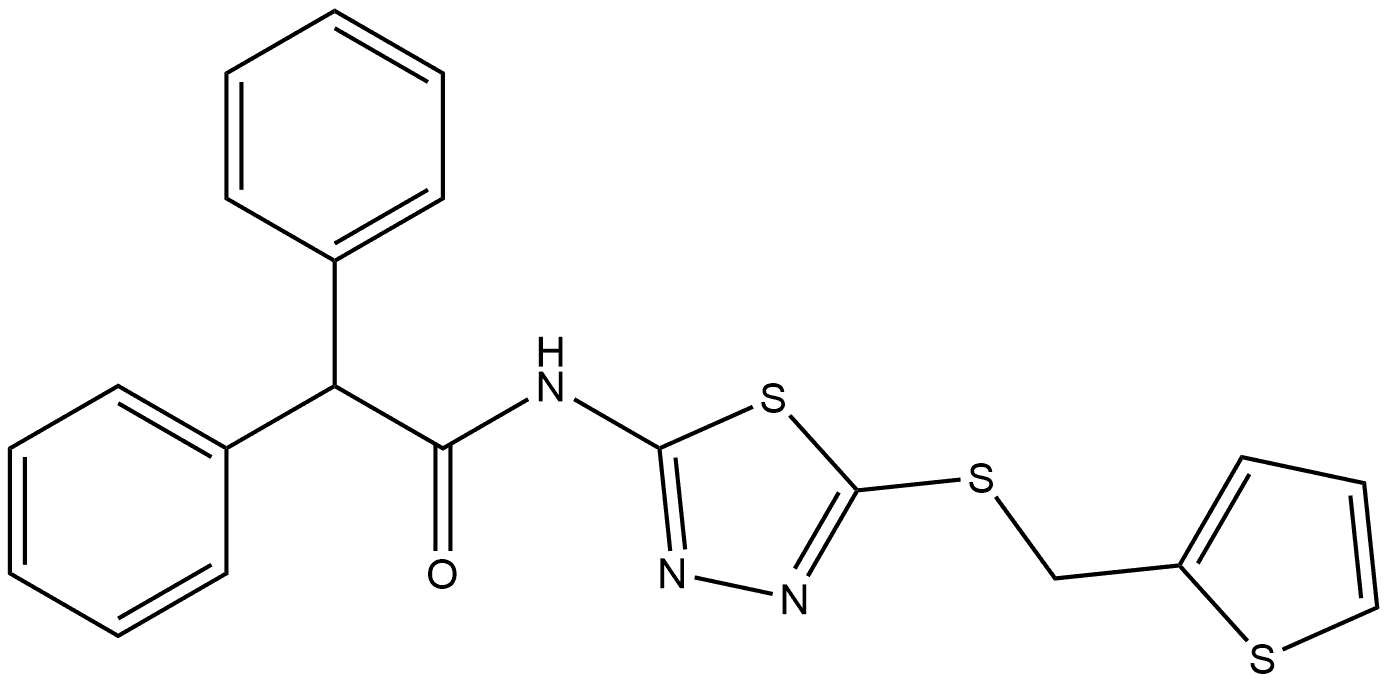 Benzeneacetamide, α-phenyl-N-[5-[(2-thienylmethyl)thio]-1,3,4-thiadiazol-2-yl]- Structural