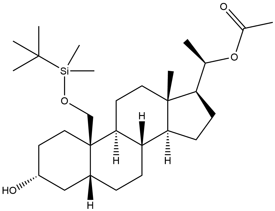 Pregnane-3,20-diol, 19-[[(1,1-dimethylethyl)dimethylsilyl]oxy]-, 20-acetate, (3α,5β,20R)- Structural