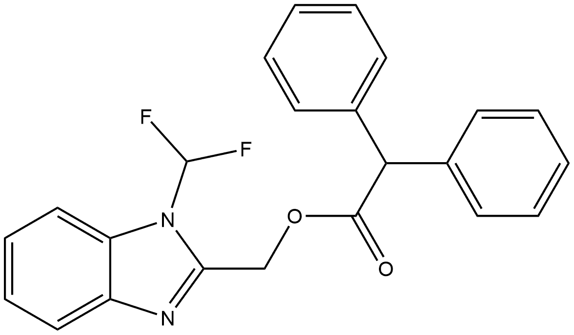 Benzeneacetic acid, α-phenyl-, [1-(difluoromethyl)-1H-benzimidazol-2-yl]methyl ester Structural