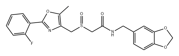 Acetamide, N-(1,3-benzodioxol-5-ylmethyl)-2-[[[2-(2-fluorophenyl)-5-methyl-4-oxazolyl]methyl]sulfinyl]- Structural