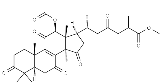 Lanost-8-en-26-oic acid, 12-(acetyloxy)-3,7,11,15,23-pentaoxo-, methyl ester, (12β)- Structural