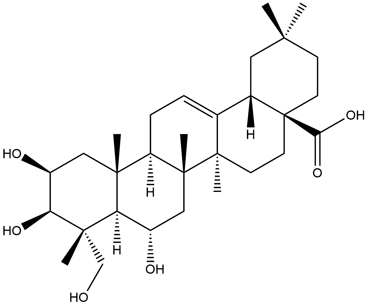 Olean-12-en-28-oic acid, 2,3,6,23-tetrahydroxy-, (2β,3β,4α,6α)- (9CI) Structural