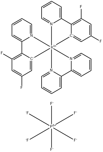Iridium(1+), (2,2'-bipyridine-κN1,κN1')bis[3,5-difluoro-2-(2-pyridinyl-κN)phenyl-κC]-, hexafluorophosphate(1-) (1:1) Structural