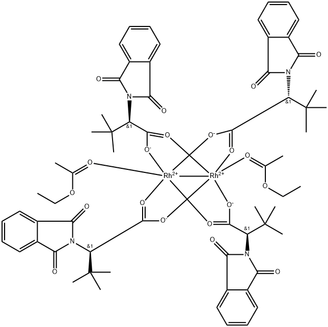 Tetrakis[N-phthaloyl-(R)-tert-leucinato]dirhodium Bis(ethyl Acetate) Adduct Structural