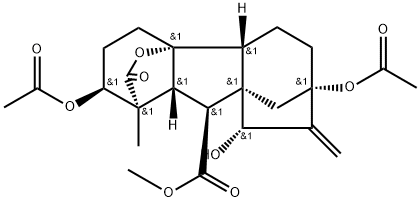 Gibbane-1,10-dicarboxylic acid, 2,7-bis(acetyloxy)-4a,9-dihydroxy-1-methyl-8-methylene-, 1,4a-lactone, 10-methyl ester, (1α,2β,4aα,4bβ,9α,10β)- Structural