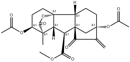 Gibbane-1,10-dicarboxylic acid, 2,7-bis(acetyloxy)-4a-hydroxy-1-methyl-8-methylene-9-oxo-, 1,4a-lactone, 10-methyl ester, (1α,2β,4aα,4bβ,10β)- Structural