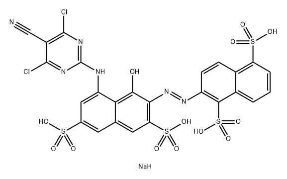 1,5-Naphthalenedisulfonicacid,2-[2-[8-[(4,6-dichloro-5-cyano-2-pyrimidinyl)amino]-1-hydroxy-3,6-disulfo-2-naphthalenyl]diazenyl]-,sodium salt (1:4)