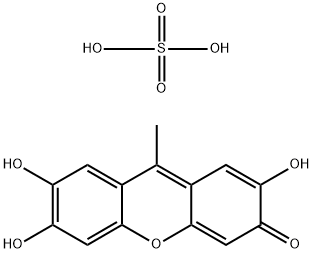 sulfuric acid 2,6,7-trihydroxy-9-methylxanthen-3-one hydrate Structural