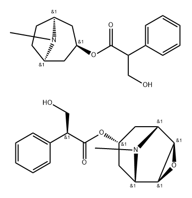 Benzeneacetic acid, α-(hydroxymethyl)- (3-endo)-8-methyl-8-azabicyclo[3.2.1]oct-3-yl ester, mixt. contg Structural