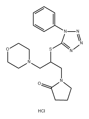 hydron 1-[3-morpholin-4-yl-2-(1-phenyltetrazol-5-yl)sulfanylpropyl]pyrrolidin-2-one chloride Structural