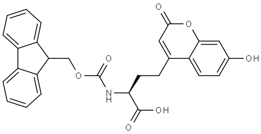 FMoc-(7-hydroxycouMarin-4-yl)-ethyl-Gly-OH, FMoc-(uMbellifer-4-yl)-ethyl-Gly-OH Structural