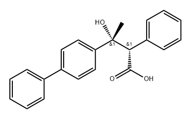 beta-Hydroxy-beta-methyl-alpha-phenyl-(1,1'-biphenyl)-4-propanoic acid, (R',S')-(-)- Structural