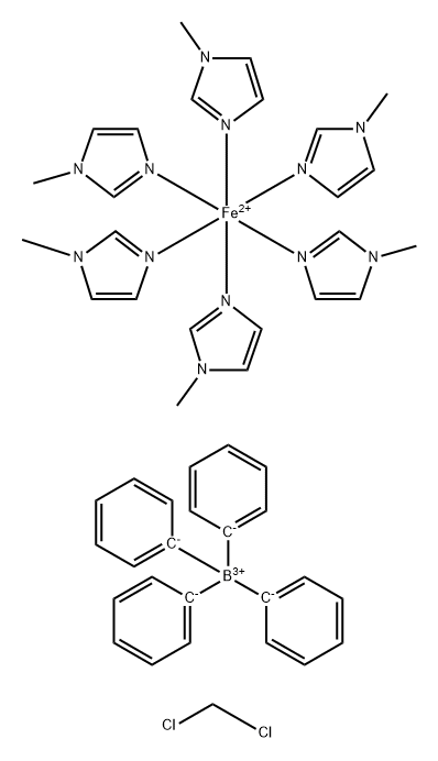 hexakis(N-methylimidazole-N')iron(II) tetraphenylborate dichloromethane Structural
