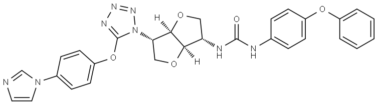 1-[(3S,3AR,6S,6aR)-6-[5-(4-imidazol-1-ylphenoxy)tetrazol-1-yl]-2,3,3a,5,6,6a-hexahydrofuro[2,3-d]furan-3-yl]-3-(4-phenoxyphenyl)urea Structural