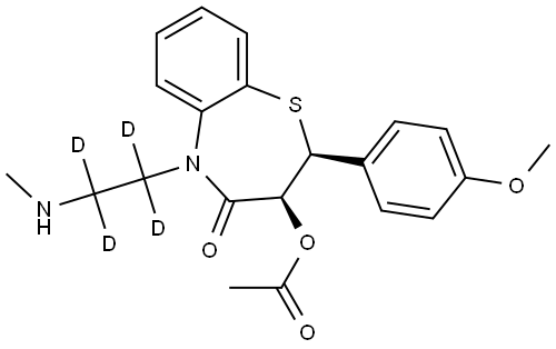 1,5-Benzothiazepin-4(5H)-one, 3-(acetyloxy)-2,3-dihydro-2-(4-methoxyphenyl)-5-[2-(methylamino)ethyl-1,1,2,2-d4]-, (2R,3R)-rel- Structural