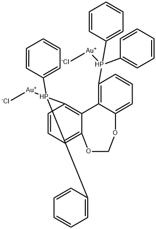 Gold, dichloro[μ-[1,1'-(11aR)-dibenzo[d,f][1,3]dioxepin-1,11-diylbis[1,1-diphenylphosphine-κP]]]di- Structural