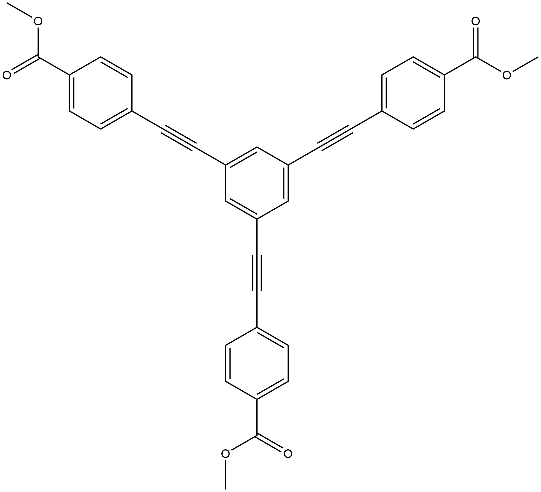 Benzoic acid, 4,4',4''-(1,3,5-benzenetriyltri-2,1-ethynediyl)tris-, 1,1',1''-trimethyl ester Structural