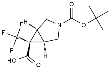 (1r,5s,6R)-3-(tert-butoxycarbonyl)-6-(trifluoromethyl)-3-azabicyclo[3.1.0]hexane-6-carboxylic acid Structural