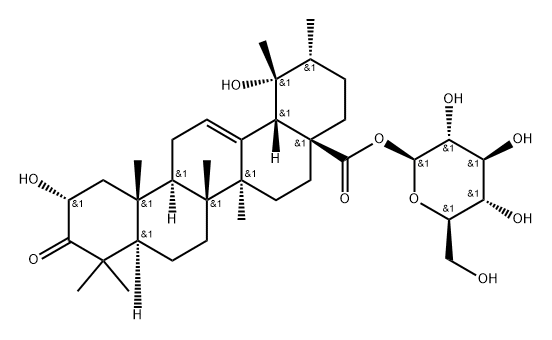 Urs-12-en-28-oic acid, 2,19-dihydroxy-3-oxo-, β-D-glucopyranosyl ester, (2α)- Structural