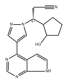 1H-Pyrazole-1-propanenitrile, β-(2-hydroxycyclopentyl)-4-(7H-pyrrolo[2,3-d]pyrimidin-4-yl)-, (βR)- Structural