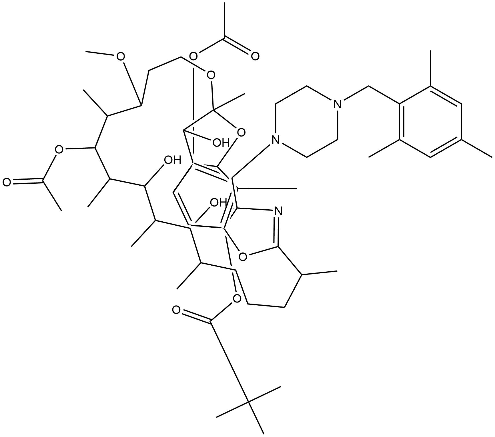 Rifamycin, N,15-didehydro-11,15-dideoxo-1-deoxy-1,15-epoxy-16,17,18,19,28,29-hexahydro-11-hydroxy-3-[4-[(2,4,6-trimethylphenyl)methyl]-1-piperazinyl]-, 4-acetate 8-(2,2-dimethylpropanoate) (9CI) Structural