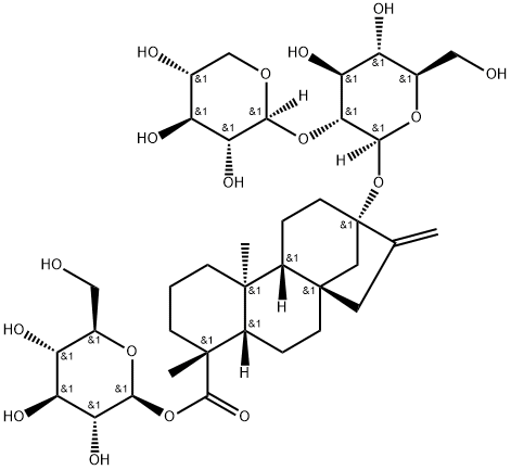 Kaur-16-en-18-oic acid, 13-[(2-O-β-D-xylopyranosyl-β-D-glucopyranosyl)oxy]-, β-D-glucopyranosyl ester, (4α)- Structural