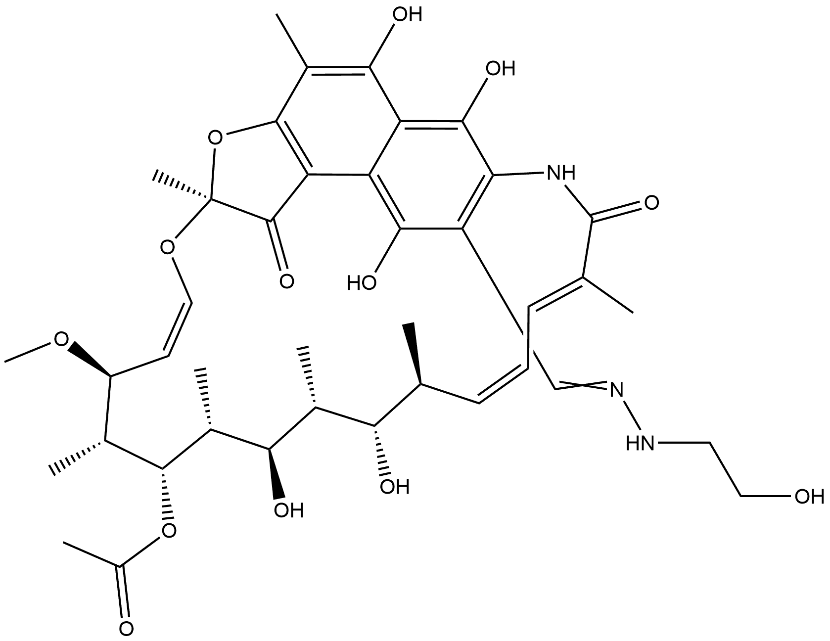 Rifamycin, 3-[[2-(2-hydroxyethyl)hydrazinylidene]methyl]- Structural