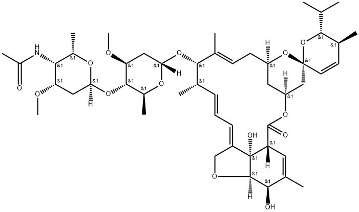 Avermectin A1a, 4-(acetylamino)-5-O-demethyl-25-de(1-methylpropyl)-4-deoxy-25-(1-methylethyl)-, (4R)- Structural