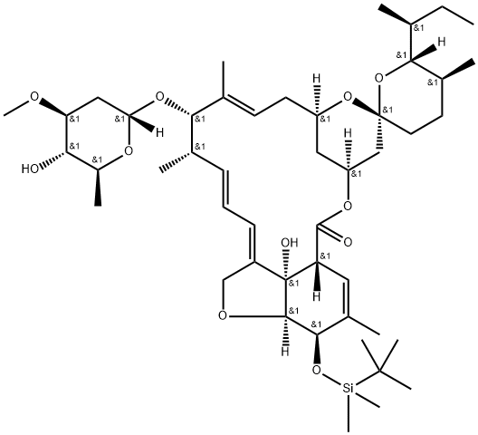 Avermectin A1a, 4'-O-de(2,6-dideoxy-3-O-methyl-α-L-arabino-hexopyranosyl)-5-O-demethyl-5-O-[(1,1-dimethylethyl)dimethylsilyl]-22,23-dihydro- Structural