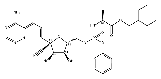 (2S)-2-ethylbutyl 2-(((((2R,3S,4R,5R)-5-(4-aminopyrrolo[2,1-f][1,2,4]triazin-7-yl)-5-cyano-3,4-dihydroxytetrahydrofuran-2-yl)methoxy)(phenoxy)phosphoryl)amino)propanoate