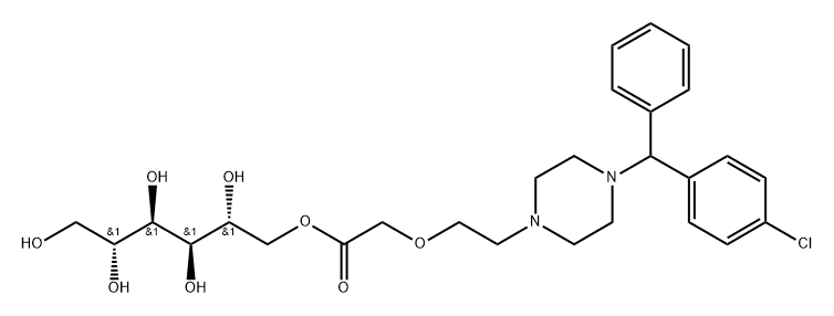 D-Mannitol, 1-[2-[2-[4-[(4-chlorophenyl)phenylmethyl]-1-piperazinyl]ethoxy]acetate] Structural