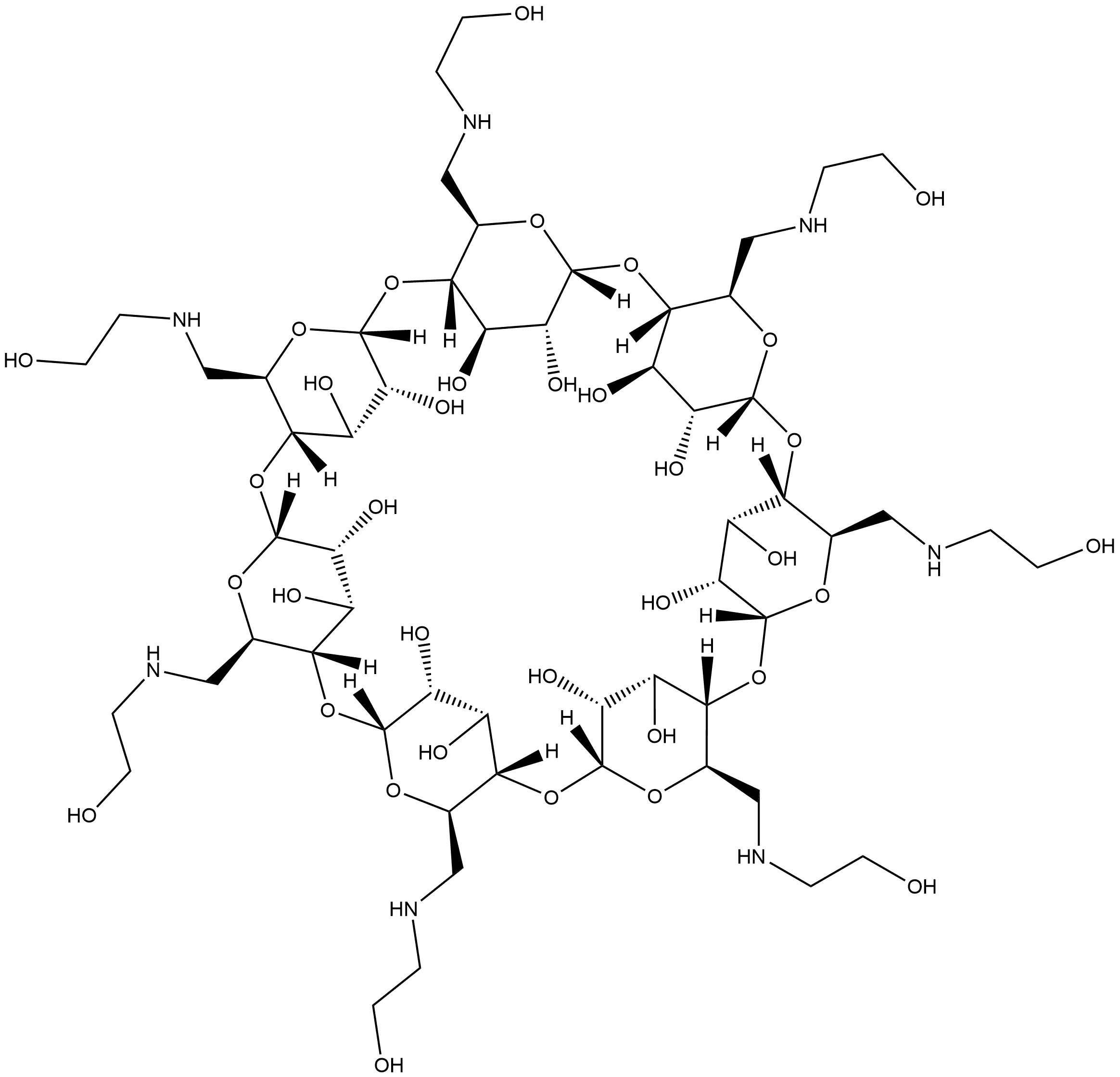 HEPTA-6-(NH-CH2CH2OH)BETA-CYCLODEXTRIN Structural