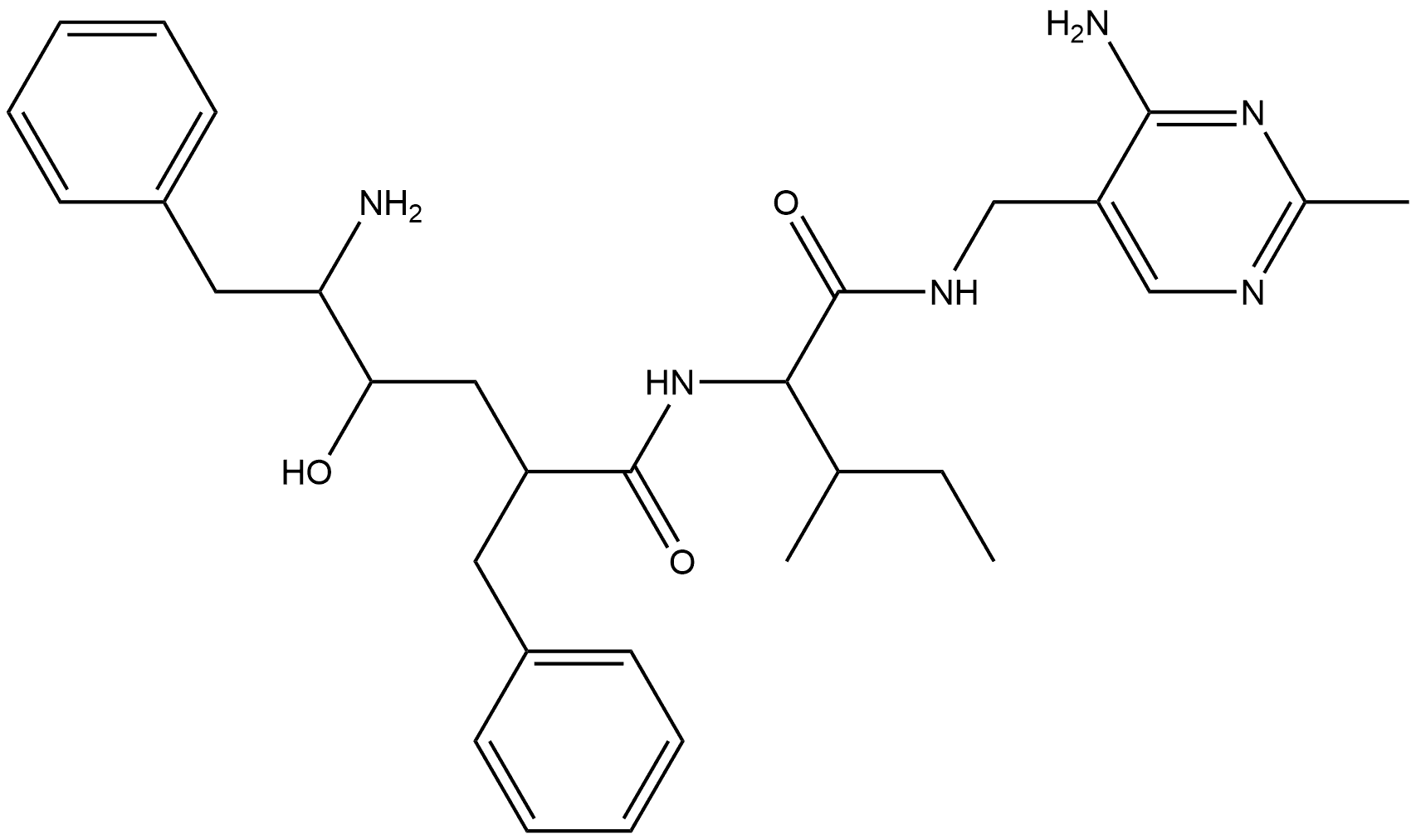 Benzenehexanamide, δ-amino-N-[1-[[[(4-amino-2-methyl-5-pyrimidinyl)methyl]amino]carbonyl]-2-methylbutyl]-γ-hydroxy-α-(phenylmethyl)-, [αR-[N(1S*,2S*),αR*,γS*,δS*]]- (9CI) Structural
