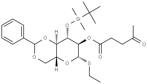 Ethyl 4,6-o-benzylidene-3-o-tert-butyldimethylsilyl-2-o-levulinoyl-beta-d-thioglucopyranoside Structural
