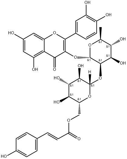 Quercetin 3-O-β-D-(6''-p-coumaroyl)glucopyranosyl(1-2)-α-L-rhamnopyranoside Structural