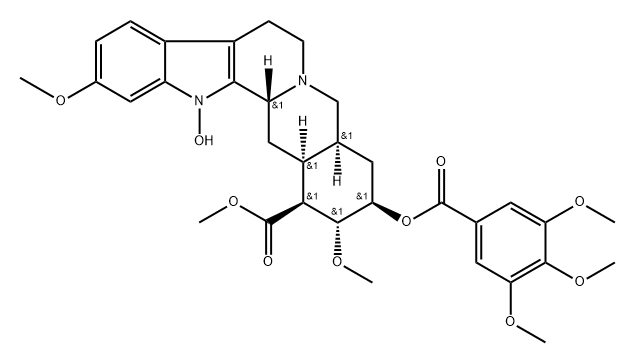 Yohimban-16-carboxylic acid, 1-hydroxy-11,17-dimethoxy-18-[(3,4,5-trimethoxybenzoyl)oxy]-, methyl ester, (3β,16β,17α,18β,20α)- Structural