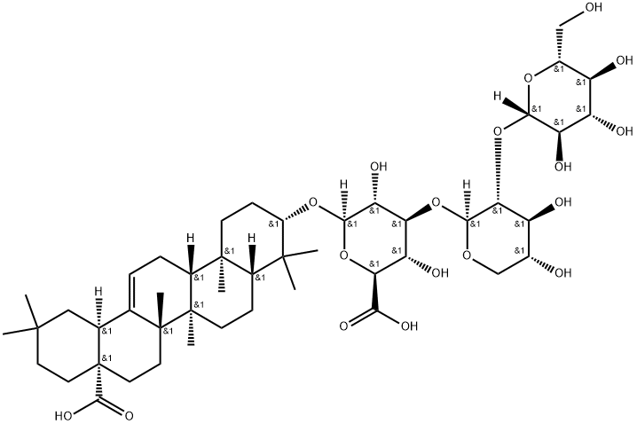 Oleanolic acid -3-O-glucosyl(1-2)xylyl(1-3)glucosiduronic acid Structural