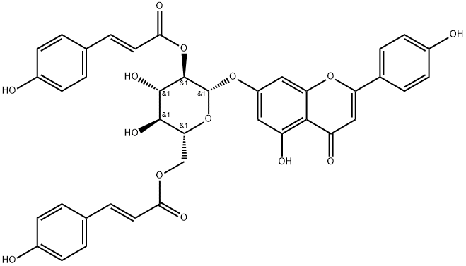 Apigenin 7-O-(2'',6''-di-O-E-p-coumaroyl)glucoside Structural