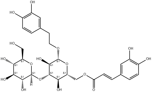 3,4-Dihydroxyphenethyl 3-O-β-D-glucopyranosyl-6-O-(3,4-dihydroxycinnamoyl)-β-D-glucopyranoside Structural