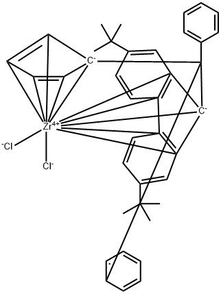 [1-(η5-cyclopentadien-1-yl)-1-(η5-2,7-di-tert-butylfluoren-9-yl)-1,1-diphenylmethane]zirconium dichloride Structural