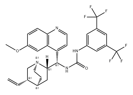 Urea, N-[3,5-bis(trifluoromethyl)phenyl]-N'-[(3S,8α,9S)-6'-methoxycinchonan-9-yl]- Structural