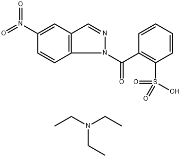 Benzenesulfonic acid, 2-[(5-nitro-1H-indazol-1-yl)carbonyl]-, compd. with N,N-diethylethanamine (1:1) Structural