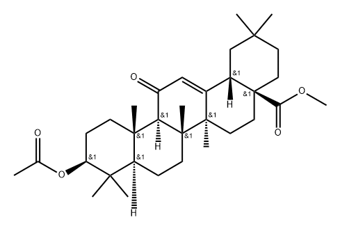 Olean-12-en-28-oic acid, 3-(acetyloxy)-11-oxo-, methyl ester, (3β)- Structural