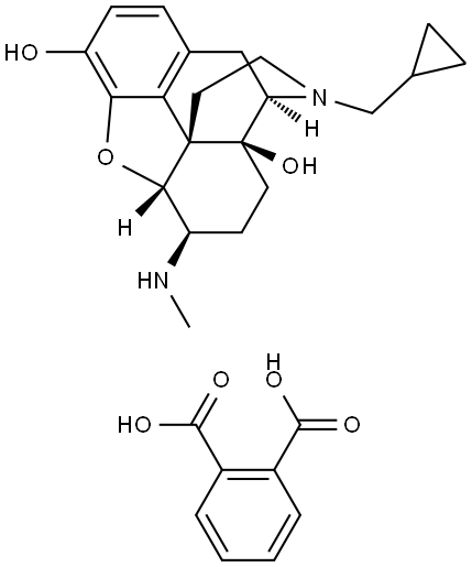 Morphinan-3,14-diol, 17-(cyclopropylmethyl)-4,5-epoxy-6-(methylamino)-, (5α,6β)-, 1,2-benzenedicarboxylate (1:1) Structural