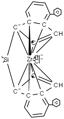 Zirconium, dichloro[rel-(1R,1'R)-(dimethylsilylene)bis[(1,2,3,3a,7a-η)-2-methyl-4-phenyl-1H-inden-1-ylidene]]- Structural