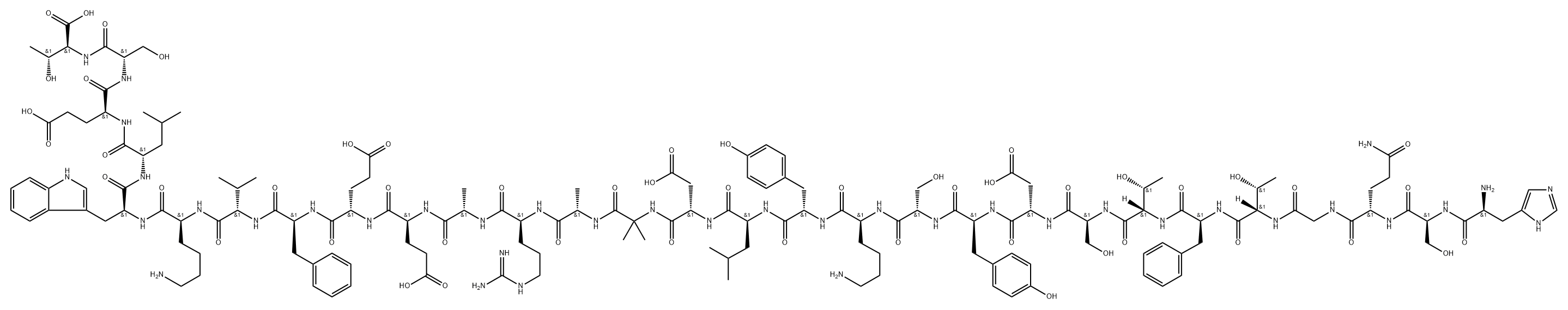 L-Threonine, L-histidyl-L-seryl-L-glutaminylglycyl-L-threonyl-L-phenylalanyl-L-threonyl-L-seryl-L-α-aspartyl-L-tyrosyl-L-seryl-L-lysyl-L-tyrosyl-L-leucyl-L-α-aspartyl-2-methylalanyl-L-alanyl-L-arginyl-L-alanyl-L-α-glutamyl-L-α-glutamyl-L-phenylalanyl-L-valyl-L-lysyl-L-tryptophyl-L-leucyl-L-α-glutamy...