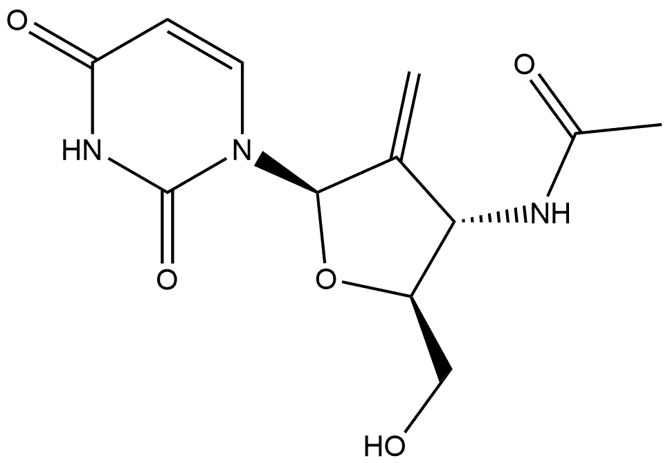 Uridine, 3'-(acetylamino)-2',3'-dideoxy-2'-methylene- (9CI) Structural