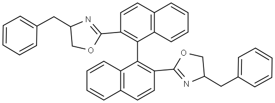 Oxazole, 2,2'-(1S)-[1,1'-binaphthalene]-2,2'-diylbis[4,5-dihydro-4-(phenylmethyl)-, (4R,4'R)- Structural